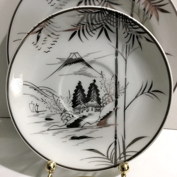 Vintage Kutani Porcelain Lithophane 3 piece set - Picture 12 of 17